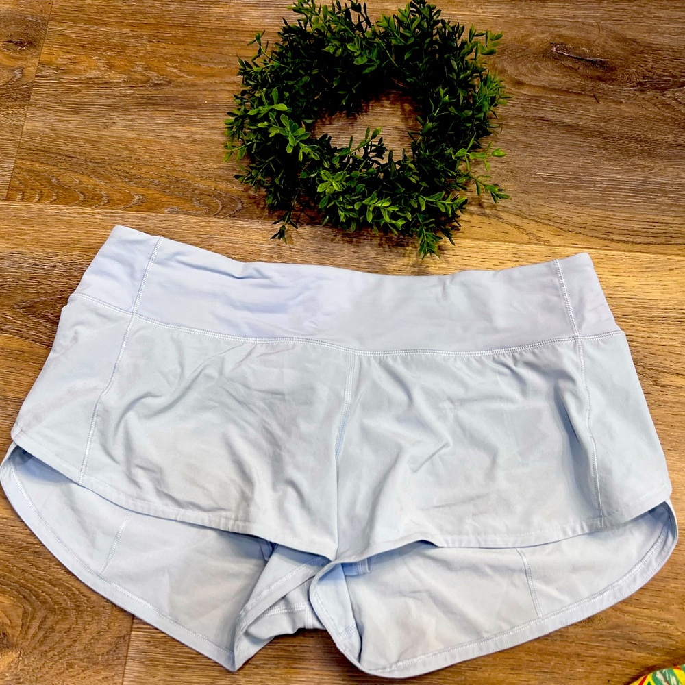 Lululemon Run Speed shorts, pale blue, 8, excellent condition